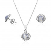 Set argint cercei si lantisor cu piatra lunii DiAmanti AE21726-S-AS